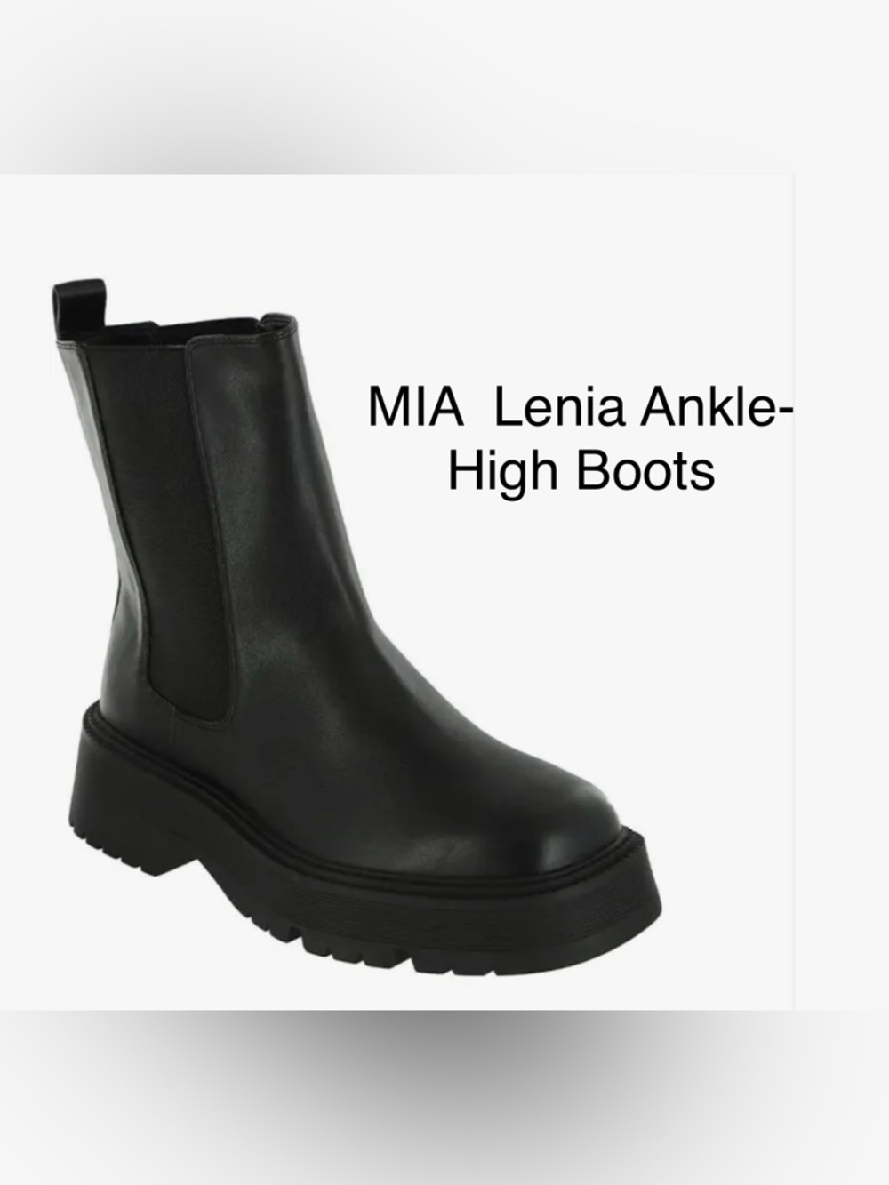 MIA Lenia Black Chunky Lug Chelsea Boots 6.5 NWOT